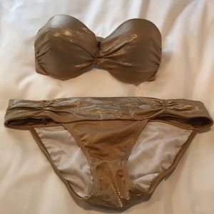 Victoria Secret Metallic Gold Bikini Set
